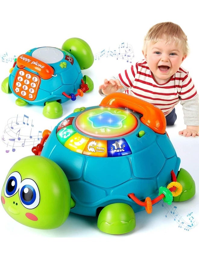 هالامودو لعبة السلاحف الزحفة الموسيقية التعليمية الضوئية - للأطفال الصغار 3+ سنوات - لعبة الزحف في البطن مع أضواء ملونة ، 10+ أقاطع الحضانة وأزرار تفاعلية - للتنمية الحسية وهدايا عيد الميلاد - Image 1