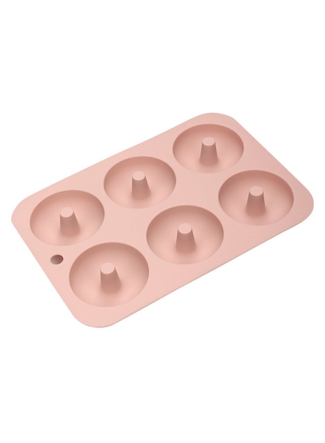 6-piece Round Silicone Cake Mold Donut Mold DIY Handmade Cake Mold High Temperature Resistant Baking Cake Mold-Specifications:6-piece Cake Mold Donut (Nordic Powder) - Image 1