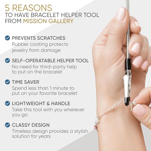Mission Gallery Bracelet Helper Tool - Fastener Helper Tool for Bracelet, Necklace, Jewelry, Watch - Clip, Clasp Helper - Easy to Put on Yourself, Portable, Made of Metal, Silver - Image 2