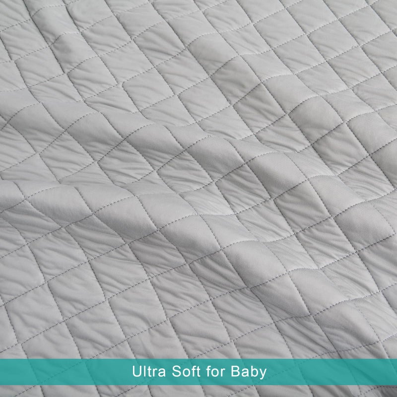 Biloban Toddler Comforter & Crib Toddler Blanket, Super Soft Quilted and Lightweight Down Alternative Crib Comforter, 39x47 Inches, Grey - Image 3