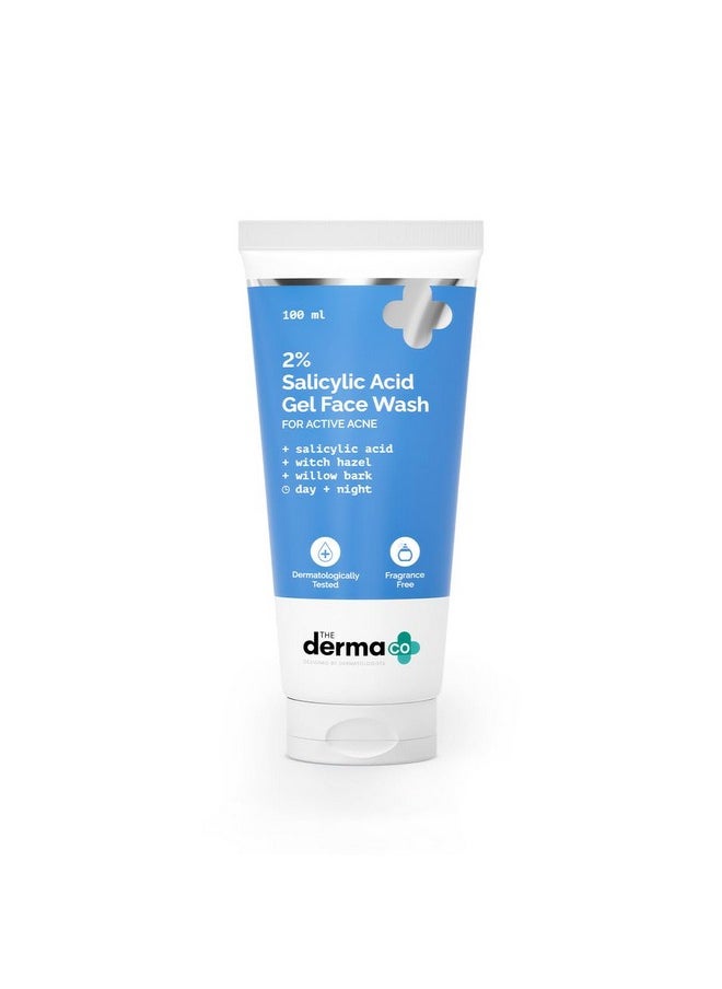 THE derma Co . 2% Salicylic Acid Gel Face Wash With Salicylic Acid & Witch Hazel | Treats Active Acne| Unclog Pores | Controls Oil - 100Ml  - Image 1