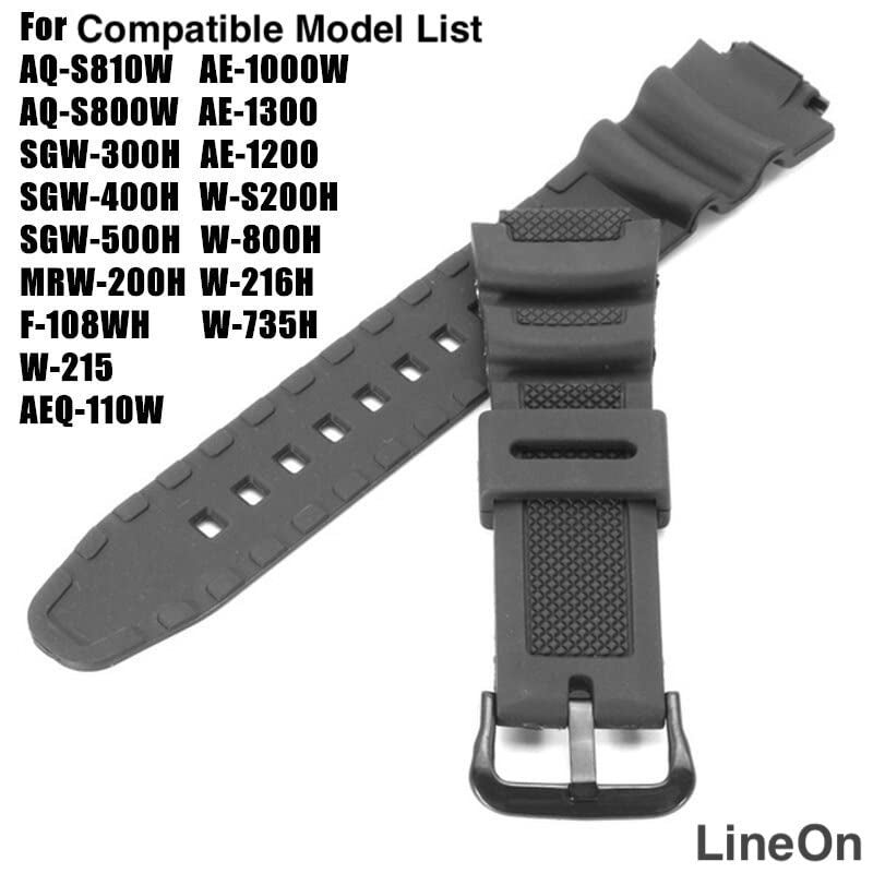 Lineon 18mm Resin Watch Strap Compatible With CASIO DW-291H AE-1400wh W-218H-1AV AE-1000w AQ-S810W SGW-400H SGW-300H with Tool and Pins - Image 5