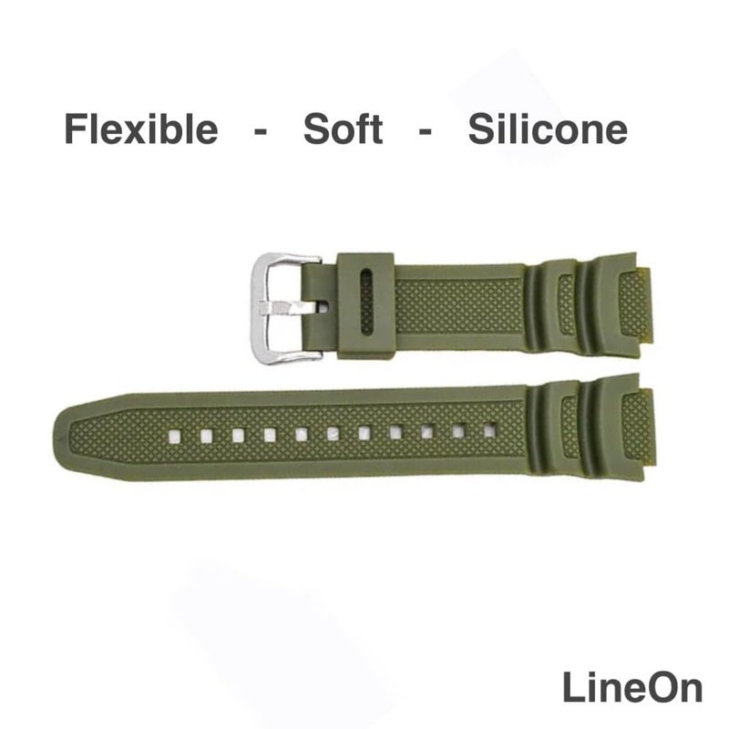Lineon 18mm Resin Watch Strap Compatible With CASIO DW-291H AE-1400wh W-218H-1AV AE-1000w AQ-S810W SGW-400H SGW-300H with Tool and Pins - Image 3