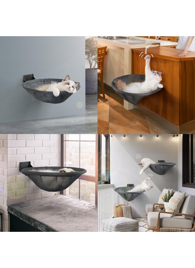 JUNSPOW - Cat Hammock Wall Mounted, Foldable & Stable Cat Beds Breathable Cat Wall Shelves For Sleeping, Playing, Climbing, And Lounging  Maximum Hold Up To 30Lb (Gray) - Image 1
