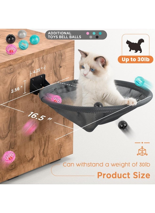 JUNSPOW - Cat Hammock Wall Mounted, Foldable & Stable Cat Beds Breathable Cat Wall Shelves For Sleeping, Playing, Climbing, And Lounging  Maximum Hold Up To 30Lb (Gray) - Image 1
