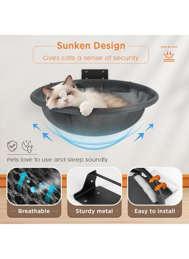 JUNSPOW - Cat Hammock Wall Mounted, Foldable & Stable Cat Beds Breathable Cat Wall Shelves For Sleeping, Playing, Climbing, And Lounging  Maximum Hold Up To 30Lb (Gray) - Image 1