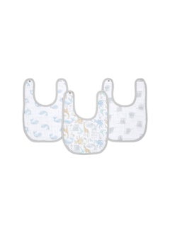 aden + anais Pack of 3 Essentials Snap Bib, 100% Cotton Muslin, Soft Absorbent 3 Layers, Adjustable, 13" X 9"  - Image 2
