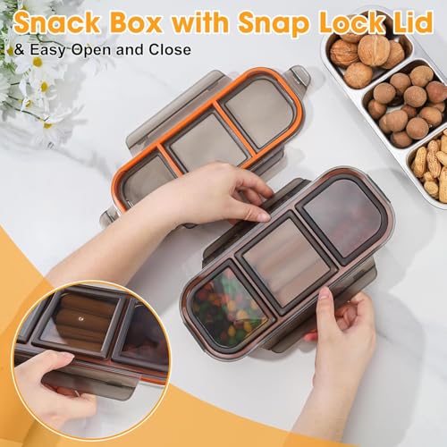 KitchEase Stainless Steel Insulated Airtight BPA Free Food Grade Lunch Box Unbreakable Lid, Snacks Tiffin Ideal for Kids, Adults (600ML, 3 Compartment, Black Lid) - Image 5