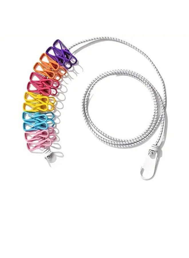 Black Portable Travel Clothesline with 12 Colorful Clothespins Indoor Outdoor Garment Drying Rope Camping Accessory - Image 2