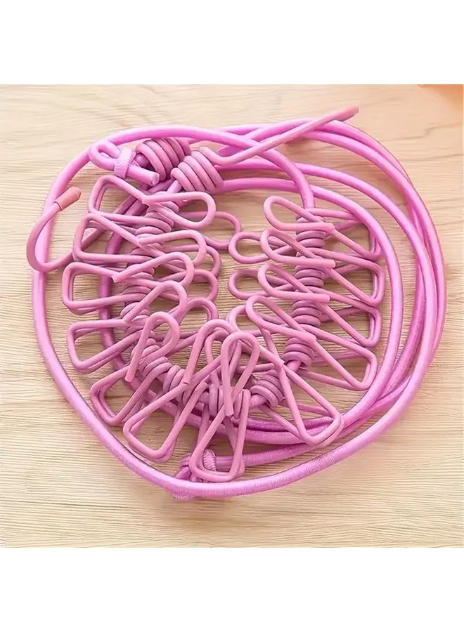 Black Portable Travel Clothesline with 12 Colorful Clothespins Indoor Outdoor Garment Drying Rope Camping Accessory - Image 5