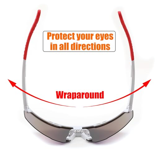 Karsaer Unisex Sports Mirrored Sunglasses For Men And Women, Uv400 Protection Cycling Goggles Golf Baseball Driving Fishing E1146, White Frame & Green Mirrored Lens, oversized - Image 5