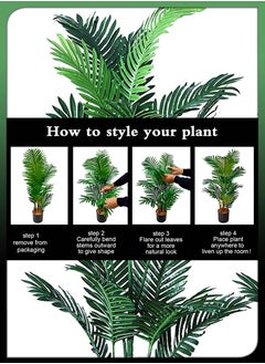 DBLEW Set Of 2 Pieces Artificial 5.2ft Palm Tree Plastic Potted Fake Greenery with Bendable Branches for Home Indoor Living Room Restaurant Cafe Office Plants Decoration Set 20 Leaves  - Image 2