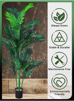DBLEW Set Of 2 Pieces Artificial 5.2ft Palm Tree Plastic Potted Fake Greenery with Bendable Branches for Home Indoor Living Room Restaurant Cafe Office Plants Decoration Set 20 Leaves  - Image 5