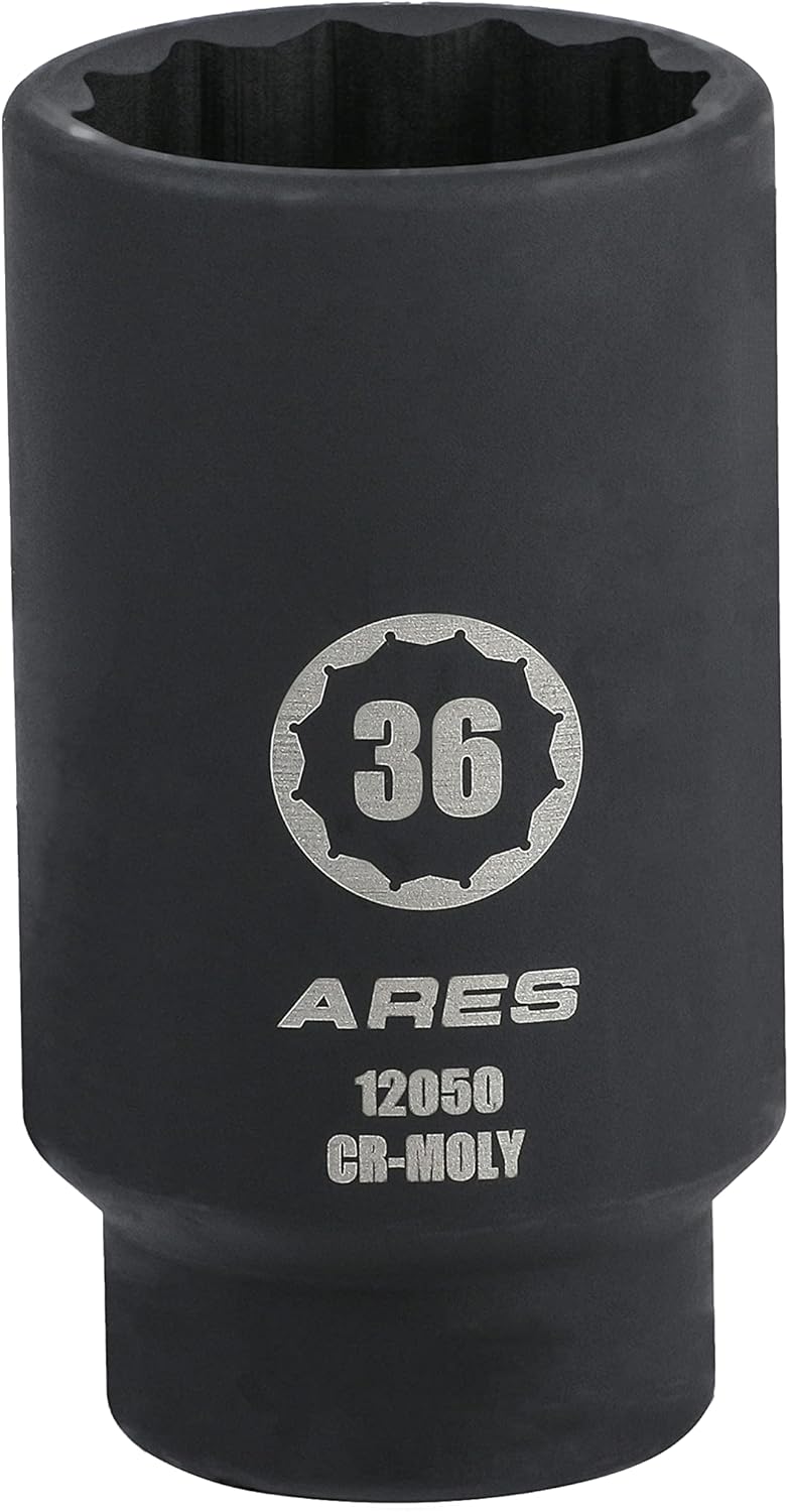 ARES 12050-36MM Axle Nut Socket - 12 Point Socket - Extra Deep 1/2-Inch Drive Impact Socket for Easy Removal of Axle Shaft Nuts - Image 1
