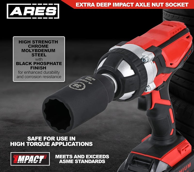 ARES 12050-36MM Axle Nut Socket - 12 Point Socket - Extra Deep 1/2-Inch Drive Impact Socket for Easy Removal of Axle Shaft Nuts - Image 4