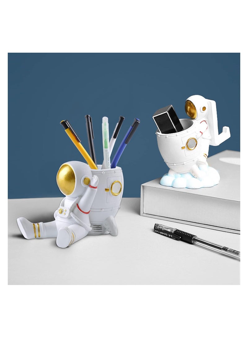 KASTWAVE Astronaut Pen Holder, for Kids Astronaut Pen Organizer Fairy Figure Pen Holder, for Desk Decoration, Back to School Gift, for Kids (Back Rocket) - Image 2