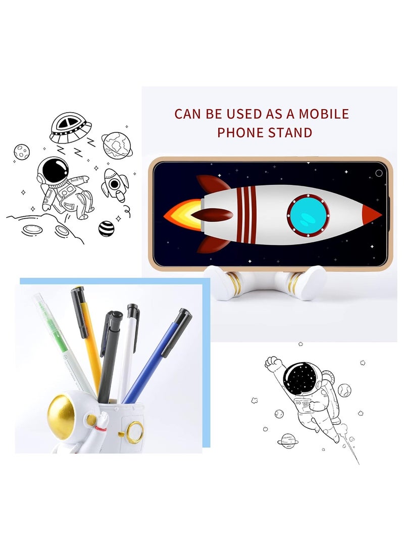 KASTWAVE Astronaut Pen Holder, for Kids Astronaut Pen Organizer Fairy Figure Pen Holder, for Desk Decoration, Back to School Gift, for Kids (Back Rocket) - Image 4