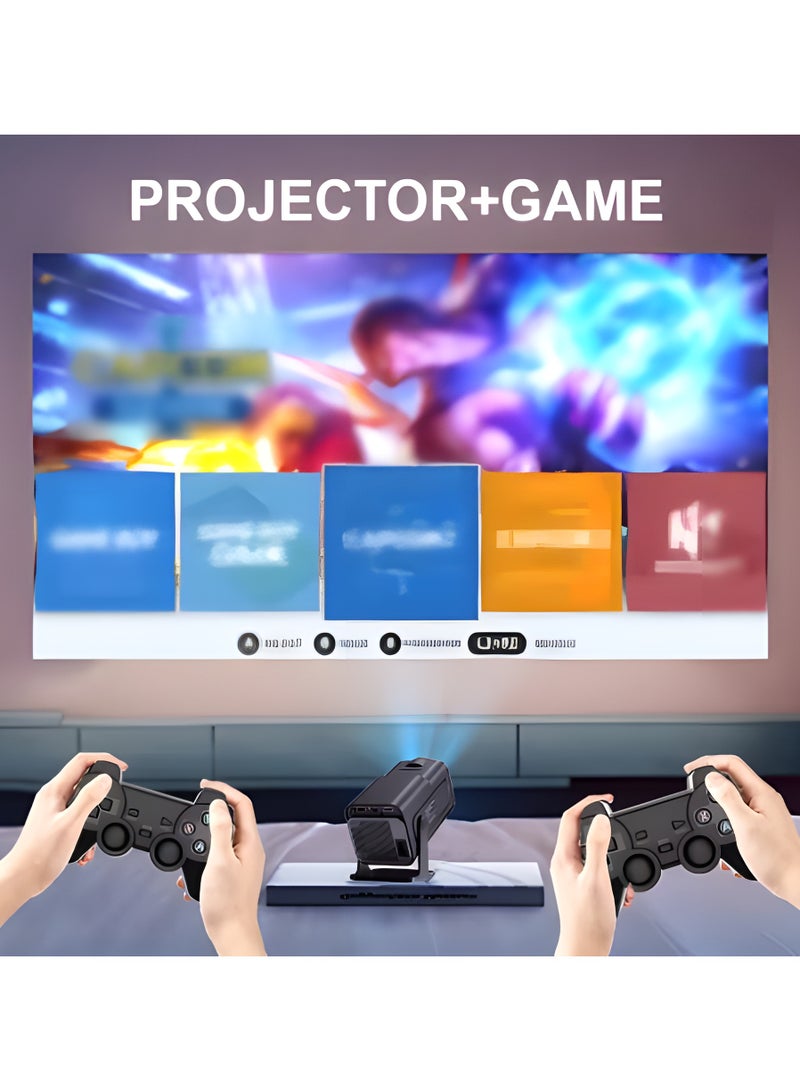 Ultra HD Gaming Projector with 2 Controllers, Remote, Netflix and Streaming Apps Support, Black