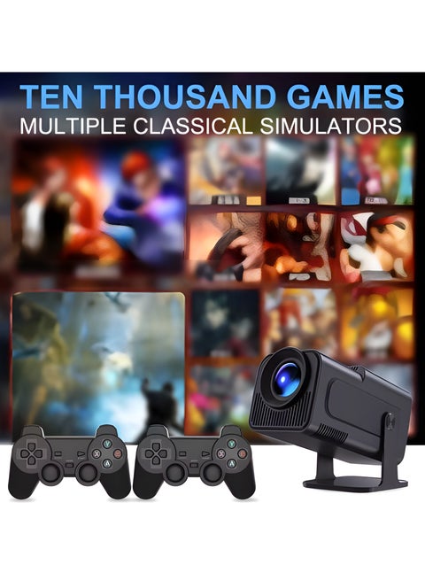 Ultra HD Gaming Projector with 2 Controllers, Remote, Netflix and Streaming Apps Support, Black
