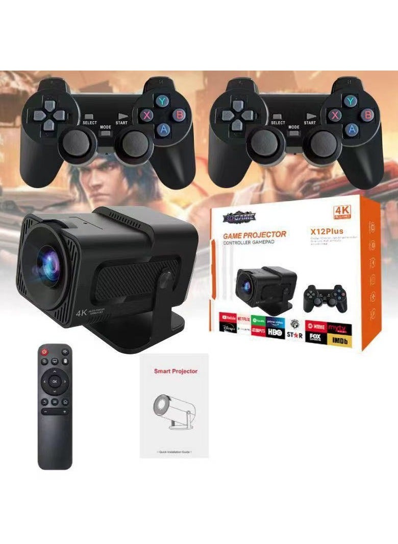 Ultra HD Gaming Projector with 2 Controllers, Remote, Netflix and Streaming Apps Support, Black