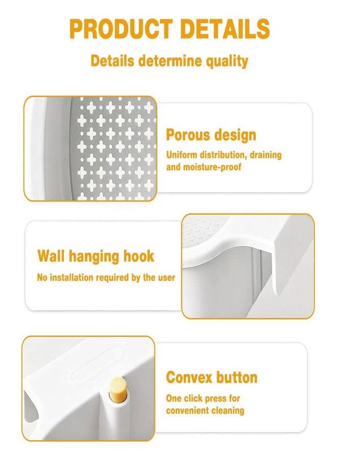 Supvox® Sink Drain Basket, Porous Sink Strainer with One-Button Empty, Multi-Functional Food Residue Catcher Storage Basket, 18.5x16x9cm-White - Image 3