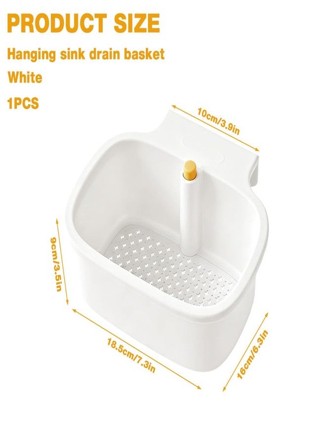 Supvox® Sink Drain Basket, Porous Sink Strainer with One-Button Empty, Multi-Functional Food Residue Catcher Storage Basket, 18.5x16x9cm-White - Image 2