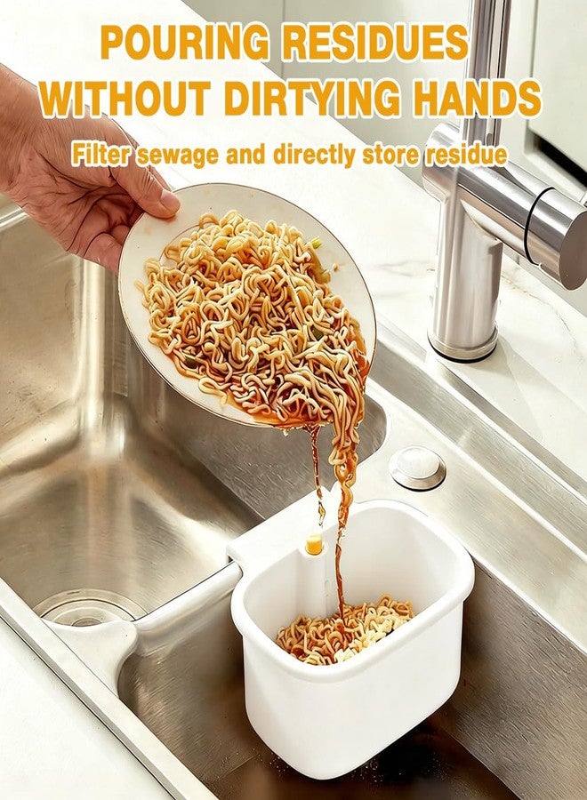 Supvox® Sink Drain Basket, Porous Sink Strainer with One-Button Empty, Multi-Functional Food Residue Catcher Storage Basket, 18.5x16x9cm-White - Image 5