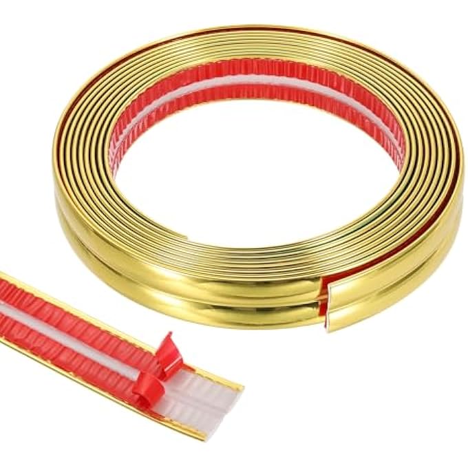 GOLD WALL CORNER PROTECTOR TRIM MOLDING, PEEL AND STICK PVC SELF ADHESIVE WALL CORNER GUARDS, 0.79" X 9.8FT, SUITABLE FOR KITCHEN, BEDROOM, LIVING ROOM - Image 1