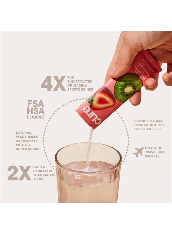 Cure Hydration Cure Hydrating Electrolyte Mix | Electrolyte Powder for Dehydration Relief | Made with Coconut Water | No Added Sugar | Vegan | Paleo Friendly | Pouch of 14 Packets - Strawberry Kiwi - Image 3