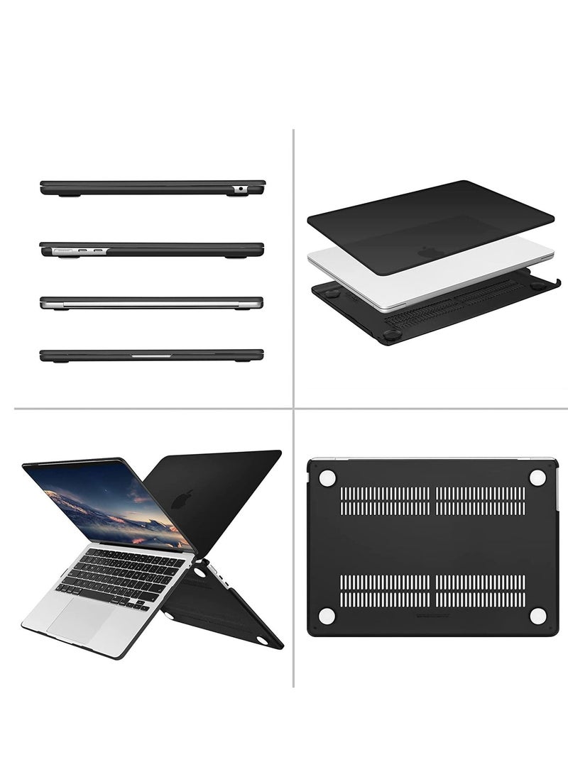 جراب MacBook Air 15 بوصة 2023 Release A2941 M2 رقاقة مع شاشة Retina سائلة ومعرف اللمس حافظة بلاستيكية صلبة واقية وغطاء لوحة مفاتيح أسود - Image 3