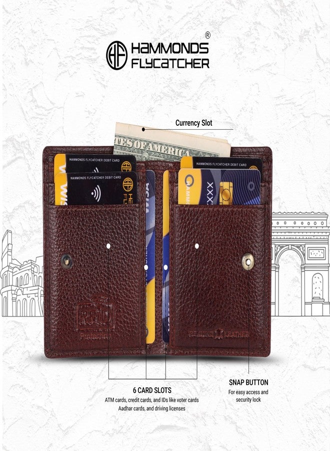HAMMONDS FLYCATCHER Genuine Leather Card Holder Wallet for Man & Women, RFID Protected ATM/Credit Card Holder Wallet for Men with 6 Slots and 1 Currency Slot, Gift for Men - Brown - Image 4