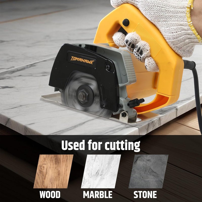 Tomahawk TCM8A قاطع رخام 4" (1100 مم) | آلة قطع عالية الأداء 1450 واط | 11,000 دورة في الدقيقة | خفيف الوزن ومقبض مريح - Image 2