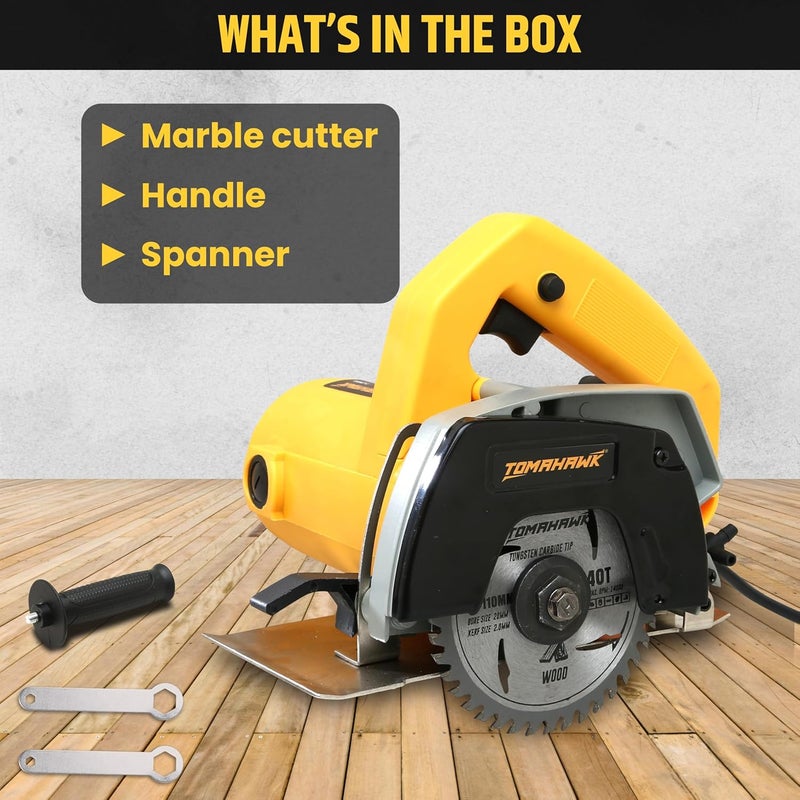 Tomahawk TCM8A قاطع رخام 4" (1100 مم) | آلة قطع عالية الأداء 1450 واط | 11,000 دورة في الدقيقة | خفيف الوزن ومقبض مريح - Image 3