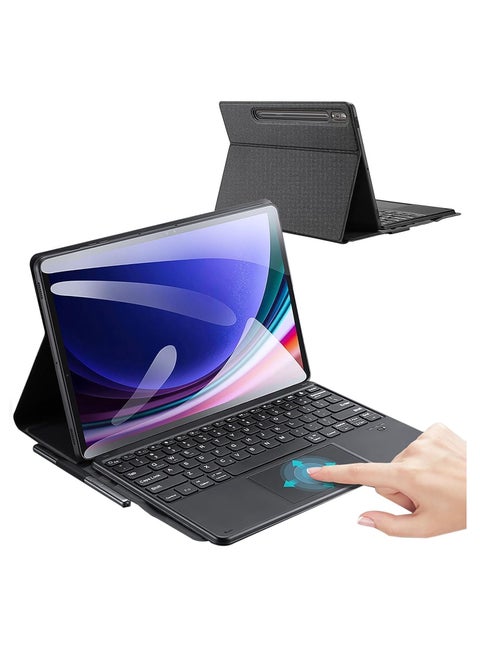 Keyboard Case for Samsung Galaxy Tab S9 Plus 12.4 Inch 2023 – Premium PU Leather Cover, Detachable Bluetooth Keyboard with Smart Trackpad, Magnetic Adsorption for Seamless Typing Experience