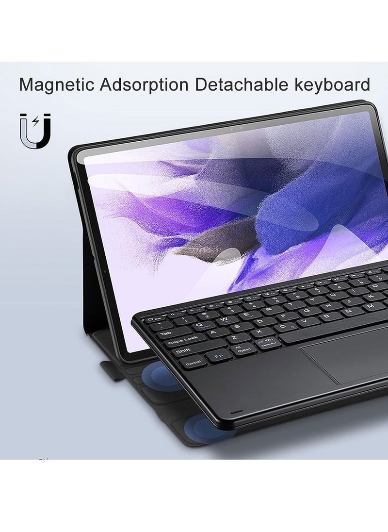 Keyboard Case for Samsung Galaxy Tab S9 Plus 12.4 Inch 2023 – Premium PU Leather Cover, Detachable Bluetooth Keyboard with Smart Trackpad, Magnetic Adsorption for Seamless Typing Experience