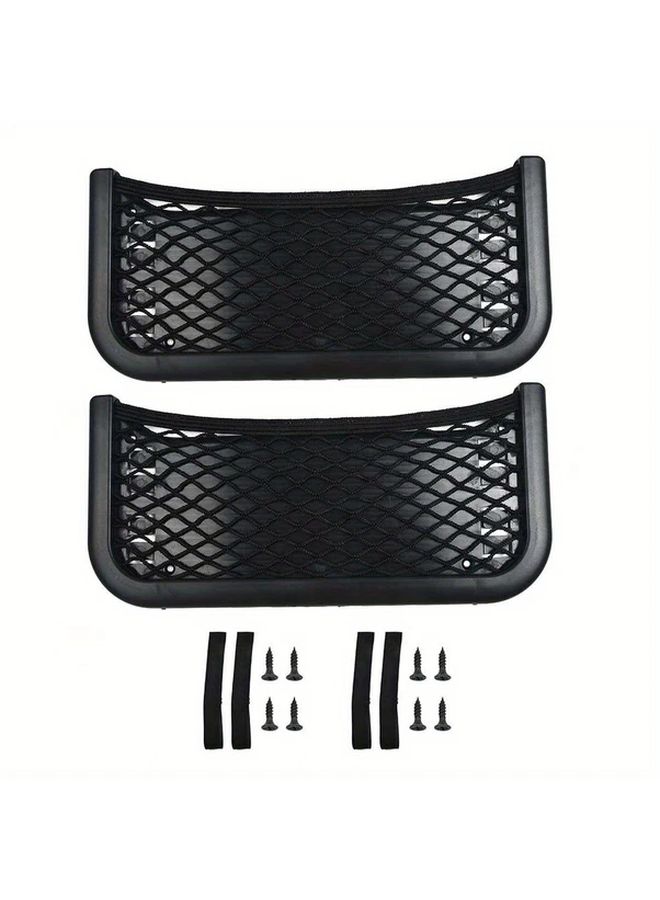 2 Pack Black Universal Car Organizer Storage Bags with Mesh Pocket and Phone Holder - Image 1