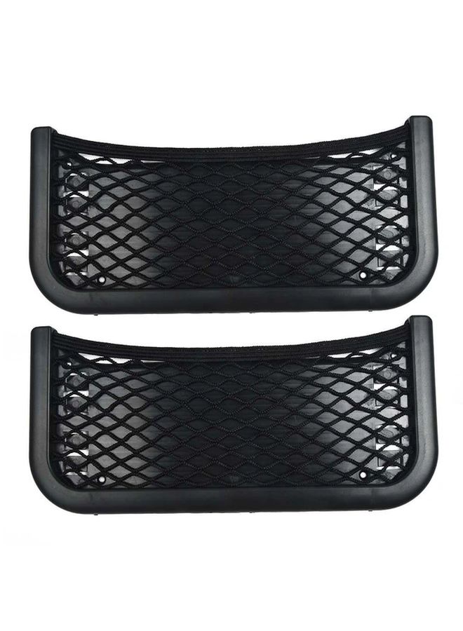 2 Pack Black Universal Car Organizer Storage Bags with Mesh Pocket and Phone Holder - Image 3