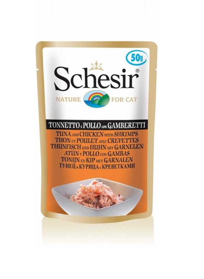 Schesir Tuna and chicken with shrimps Pouch Wet Food For Cats - Image 1