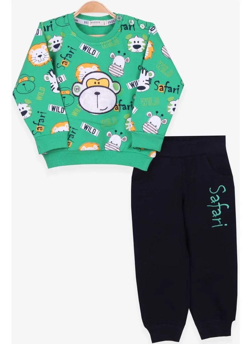 بريز Boys Tracksuit Set Monkey Embroidered Green (1-4 Age)