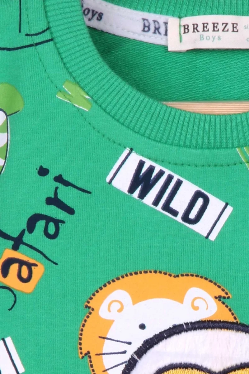Breeze Boys Tracksuit Set Monkey Embroidered Green (1-4 Age)