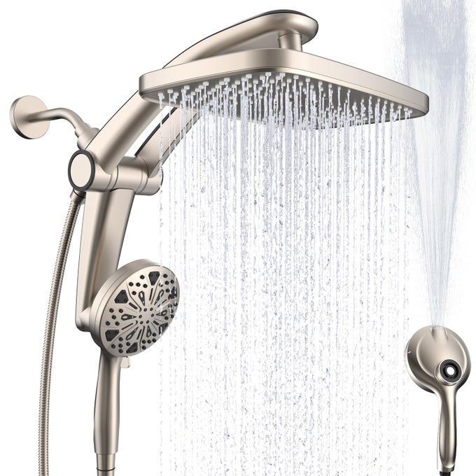 RAIN SHOWER HEAD WITH HANDHELD HIGH PRESSURE RAINFALL SHOWER HEADS WITH HANDHELD SPRAY COMBO ADJUSTABLE ONEPIECE STAND DAUL SHOWER HEAD BUILTIN MAGNETIC DOCKING AND POWER JETS