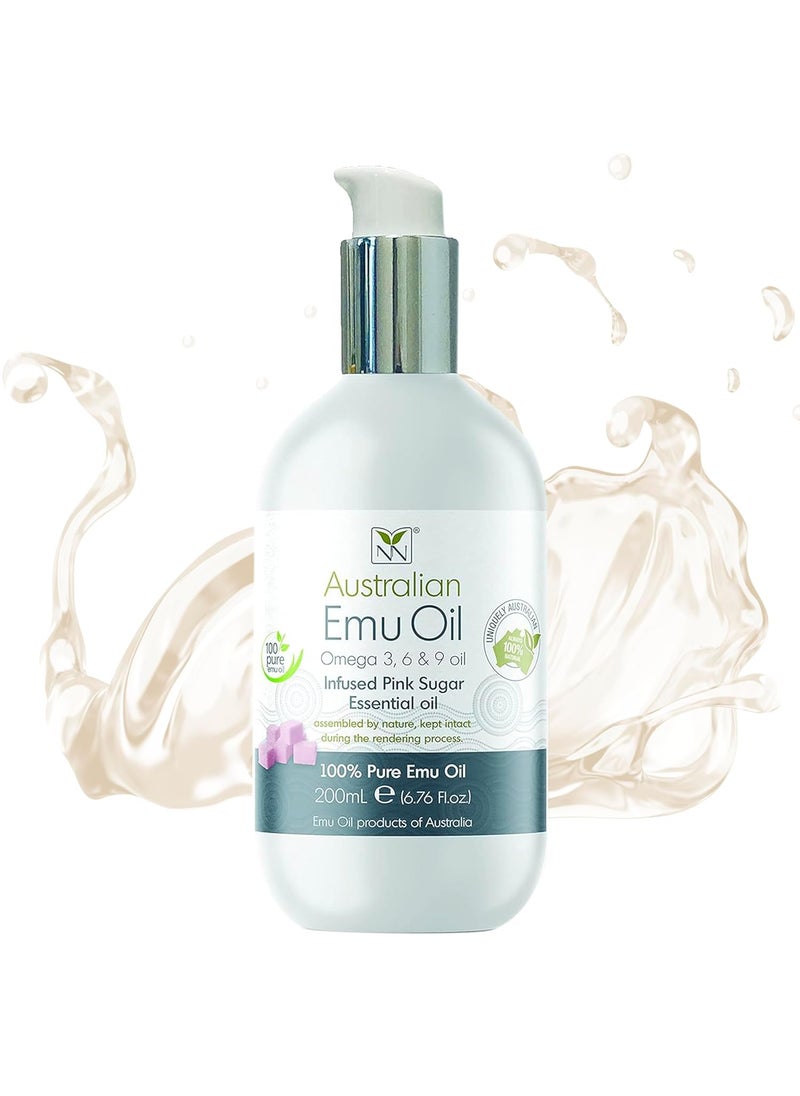 YNN Y-Not-Natural - Emu Oil Pure Skin Moisturizer - Nail, Body, Face, Scalp & Hair Moisturizer with Omega 3, 6, 9, Vitamins, & Minerals - Australian Emu Oil for Skincare by Y-Not Natural - 200mL, Pink Sugar - Image 1