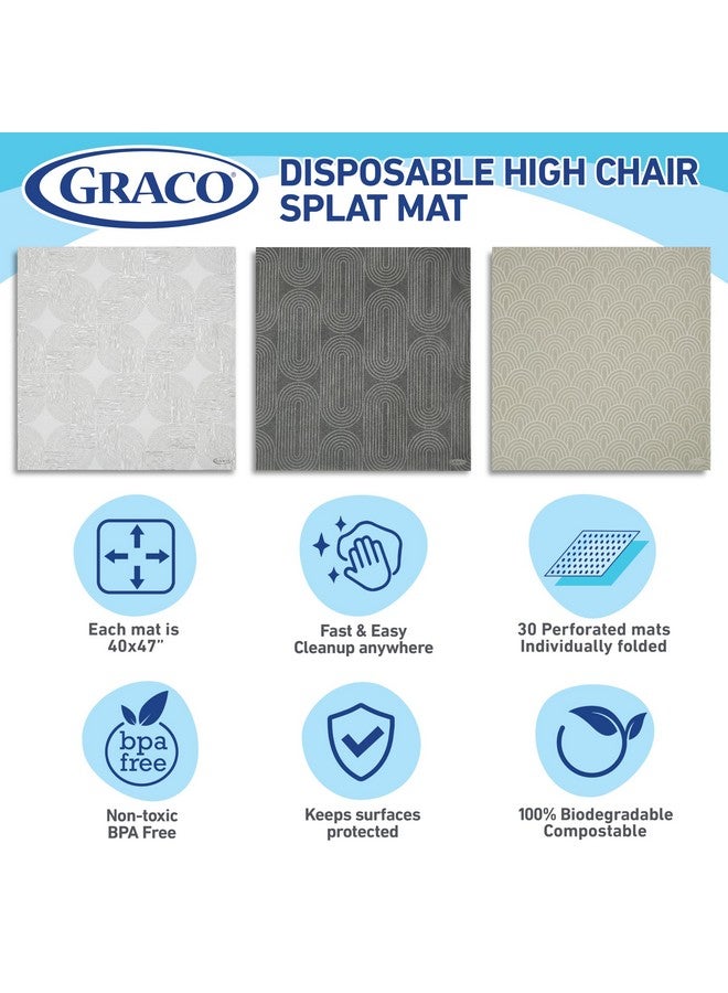 Graco Baby Disposable Splat Mats, 3 Subtle Designs 30 PACK (10 Each) 47" x 40” | Biodegradable & Compostable, Eco-Friendly Floor Protector, Under High Chair for Baby Led Weaning, Home & Restaurant Use - Image 4
