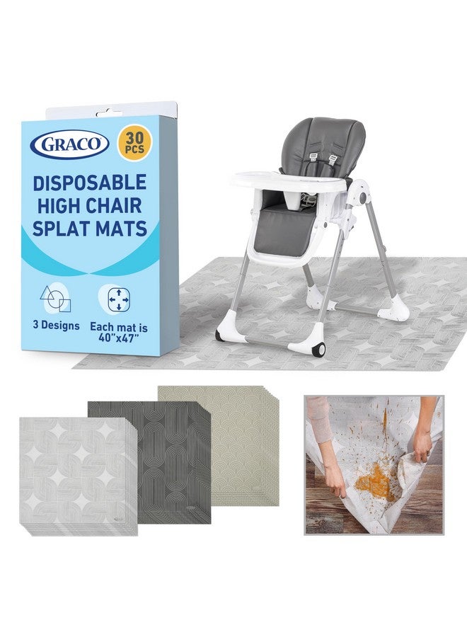 Graco Baby Disposable Splat Mats, 3 Subtle Designs 30 PACK (10 Each) 47" x 40” | Biodegradable & Compostable, Eco-Friendly Floor Protector, Under High Chair for Baby Led Weaning, Home & Restaurant Use - Image 1