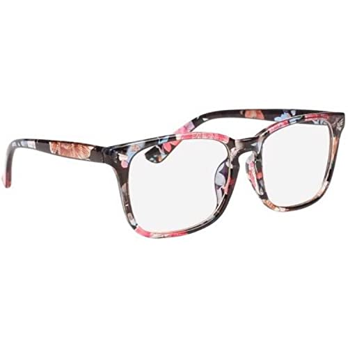 Dervin Blue Light Blocking Glasses Gaming Filter Transparent Square Eyeglasses for Eye Protection Men Women, Computer/Tablet/Laptop/Mobile/TV, Anti-blue & Anti eyestrain (Flower Print) - Image 1