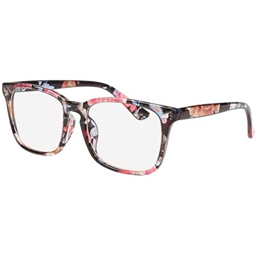 Dervin Blue Light Blocking Glasses Gaming Filter Transparent Square Eyeglasses for Eye Protection Men Women, Computer/Tablet/Laptop/Mobile/TV, Anti-blue & Anti eyestrain (Flower Print) - Image 3