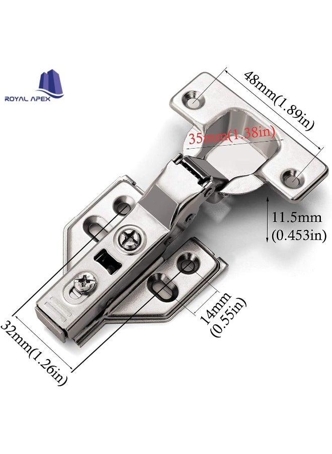 Royal Apex Frameless Cabinet Door Concealed Hinges Soft-Close European Inset Full Overlay Half Overlay Nickel Plated For Kitchens Bathrooms 4 Pair Half Overlay  - Image 2