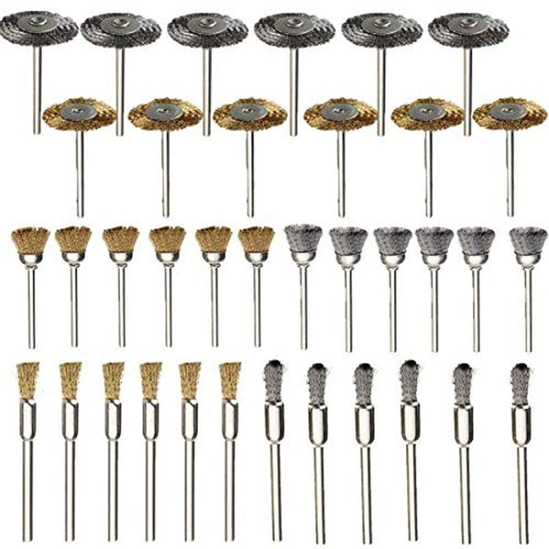 DIY Crafts Diy Crafts 11666 11617 Brass Steel Wire Brush Polishing Wheels Kit for Dremel Rotary Tools, Multicolor, 36 Piece  - Image 1