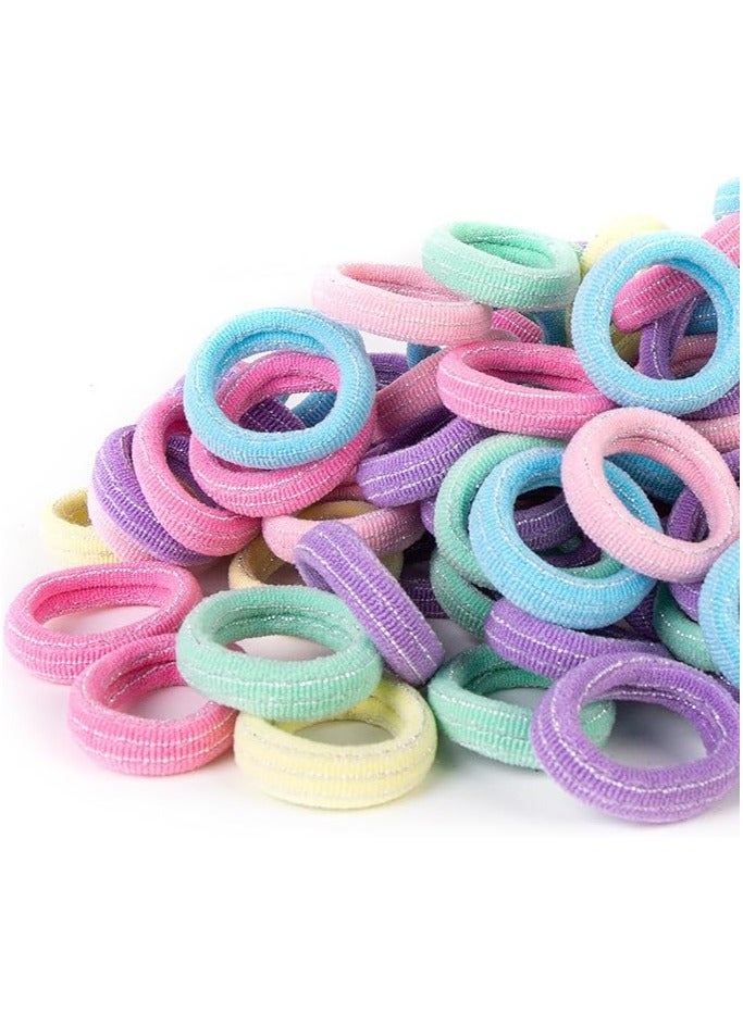 Cotton Hair Ties for Girls Kids, Seamless Hair Ties and Scrunchies, Small Elastic Ponytail Holders 100pcs - Image 1