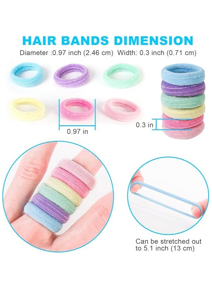 Cotton Hair Ties for Girls Kids, Seamless Hair Ties and Scrunchies, Small Elastic Ponytail Holders 100pcs - Image 3